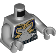 Lego Torso Armor, Gold and Silver with Utility Belt Print, Light Bluish Gray Arms and Hands / Light Bluish Gray
