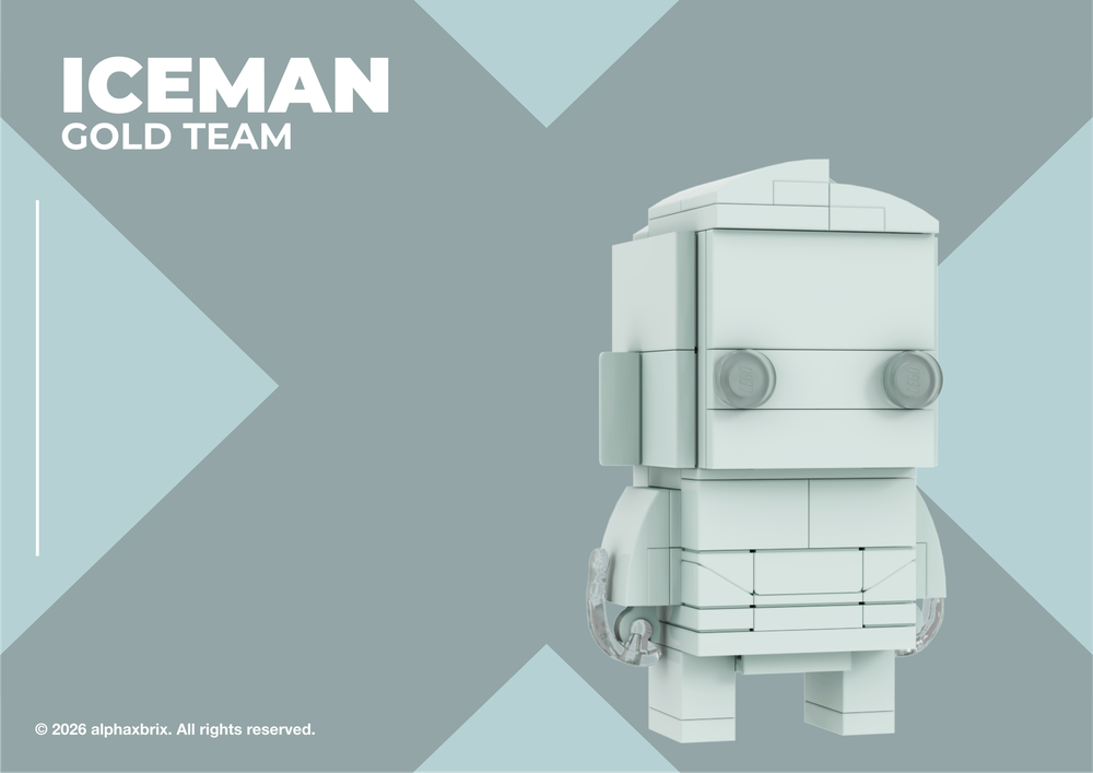 Lego Iceman (Bobby Drake) – X‑Men Gold Team – (BrickHeadz‑Style)