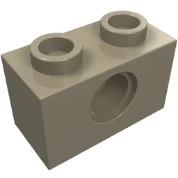 Technic Brick 1 x 2 [1 Pin Hole] / Dark Tan