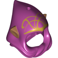 Lego Hood and Medium Nougat Elf Ears Combo with Hole on Top and Gold Elves Tribal Print / Magenta