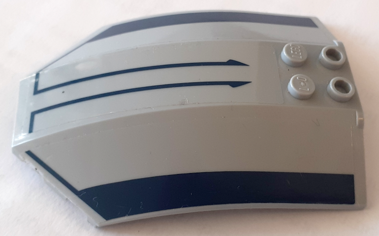 Lego Windscreen 8 x 6 x 2 Curved Sloped Sides with Dark Blue Wide and Small Lines Pattern (Stickers) - Set 8036