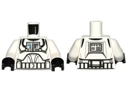 Torso SW Armor Clone Pilot (Clone Wars) with Blue Controls on Front Panel Pattern / White Arms / Black Hands