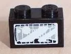 Brick 1 x 2 with Headlight Light Gray Pattern (Sticker) - Set 8280