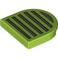 Tile Round 2 x 2 Half Circle with Dark Bluish Grey Grille Print / Lime
