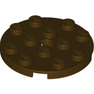 Lego Plate Round 4 x 4 with Pin Hole / Dark Brown