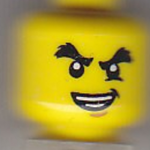 Lego Minifig Head Cole, Bushy Eyebrows, Chin Dimple, Open Mouth Crooked Smile Print / Yellow