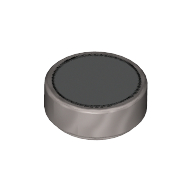 Lego Tile Round 1 x 1 with Silver Circle Print / Flat Silver