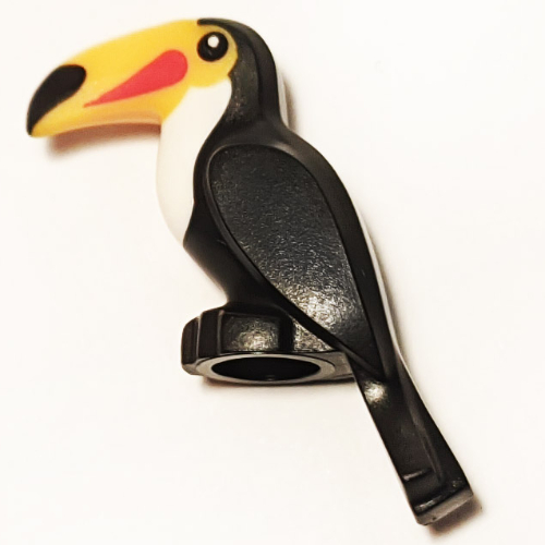 Lego Animal, Bird, Toucan with White Chest, Yellow Beak with Black/Red Spots / Black