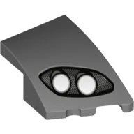 Brick Wedged, Curved 3 x 2 with Stud Notch Right with 2 White Headlights in Black Frame Print