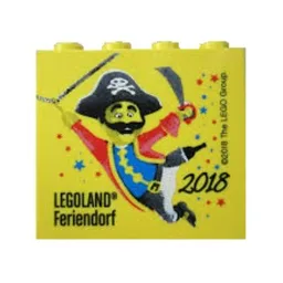 Brick 2 x 4 x 3 with 'LEGOLAND Feriendorf 2018' Print / Yellow