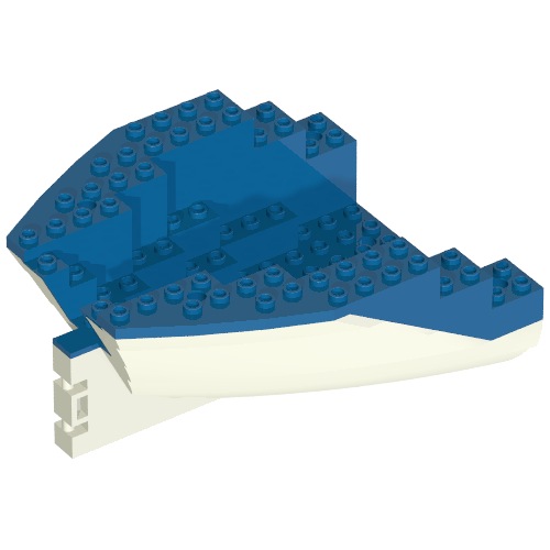 Lego Boat Hull Small Stern 14 x 12 x 5 1/3 with Blue Top [Complete Assembly] / White