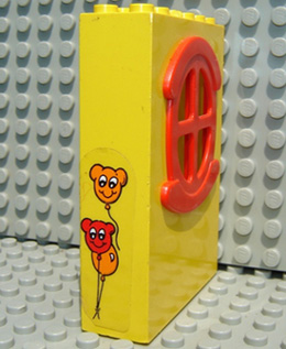 Lego Fabuland Building Wall 2 x 6 x 7 with Round Symmetric Red Window with Balloons Pattern (Sticker) - Set 3681