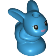 Lego Animal, Rabbit / Bunny, Baby Sitting with Black Eyes and Lavender Nose Print