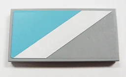 Tile 2 x 4 with Maersk Blue Triangle and White Diagonal Stripe Pattern Model Left Side (Sticker) - Set 10219