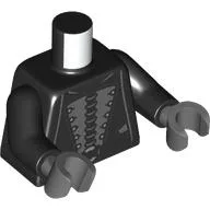 Torso, Robe, Dark Bluish Grey Panel, Silver Decorations Print, Black Arms, Dark Bluish Gray Hands / Black