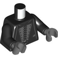Lego Torso, Robe, Dark Bluish Grey Panel, Silver Decorations print, Black Arms, Dark Bluish Gray Hands / Black