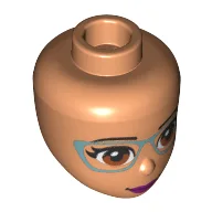 Minidoll Head, Dark Orange Eyes, Magenta Lips, Metal Blue Glasses Print / Nougat