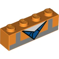 Brick 1 x 4 with Orange Safety Vest, Blue V-Neck Print / Orange