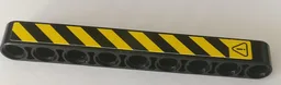 Technic, Liftarm Thick 1 x 9 with Warning Sign and Black and Yellow Danger Stripes Pattern Model Left Side (Sticker) - Set 42082