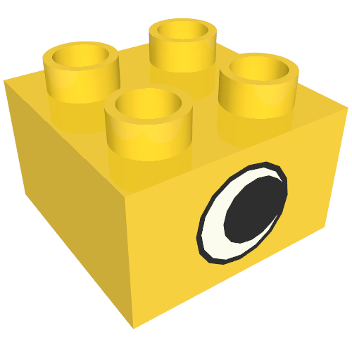 Lego Duplo Brick 2 x 2 with Eye without White Spot Print, on Two Sides / Yellow