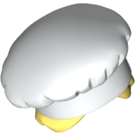 Lego Hair and Hat, Chef, Bright Light Yellow Hair with Bun Pattern / White