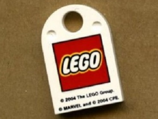 Lego Tile, Modified 3 x 2 with Hole with LEGO Logo Small and '© 2004 The LEGO Group. © MARVEL and © 2004 CPII.' Pattern