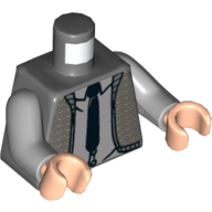 Lego Torso Vest Knit Herringbone with Black Tie Print, Light Bluish Gray Arms, Light Nougat Hands / Dark Bluish Gray