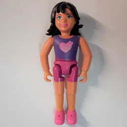Belville Figure Fixed Elbows, Child, Female, Black Hair with Dark Pink Highlights, Magenta Shorts, Dark Purple Top with Hearts / [No Color/Any Color]