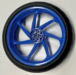 Wheel 107.1mm D. x 24mm Motorcycle with Black Tire 132.6mm D. x 27mm Motorcycle Racing Tread Narrow (71720 / 71721) / Blue