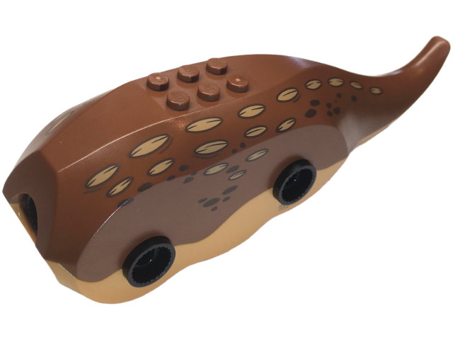 Lego Animal Body Part, Dinosaur, Triceratops Body with Reddish Brown Top with Nougat Print / Medium Nougat