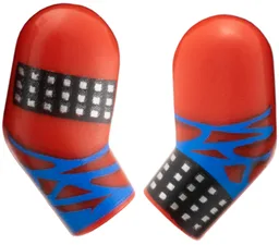 Arm, (Matching Left and Right) Pair with Blue Zigzags, Black Cuff with Silver Studs Pattern / Red