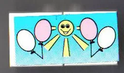 Stickered Assembly 4 x 2 with White and Pink Balloons with Yellow Sun Pattern (Sticker) - Set 6409