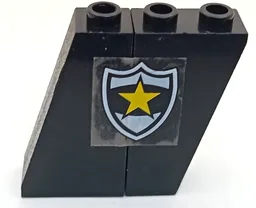 Stickered Assembly 4 x 1 x 3 with Police Yellow Star Badge Pattern Model Left Side (Sticker) - Set 6483