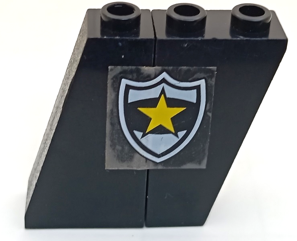 Lego Stickered Assembly 4 x 1 x 3 with Police Yellow Star Badge Pattern Model Left Side (Sticker) - Set 6483