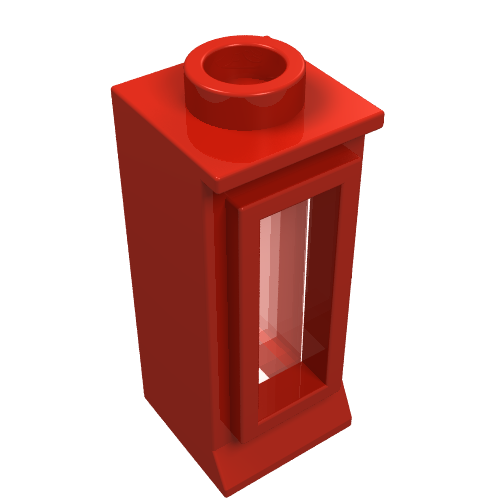 Lego Window 1 x 1 x 2, Short Lip [with Glass] / Red