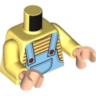 Torso, Dark Orange Striped Shirt, Bright Light Blue Overalls, Red Buttons Print, Bright Light Yellow Arms, Light Nougat Hands / Bright Light Yellow