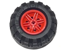 Wheel 30.4mm D. x 20mm with No Pin Holes and Reinforced Rim with Black Tire 56 x 26 Balloon (56145 / 55976) / Red