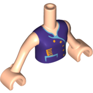 Lego Minidoll Torso Girl with Dark Purple Vest Top with Yellow Buttons and Comb Print, Light Nougat Arms and Hands / Light Nougat