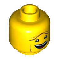 Lego Minifig Head President Business, Dual Sided, Reddish Brown Unibrow, Open Mouth Smile, Arched Unibrow / Lowered Unibrow Print [Hollow Stud] / Yellow