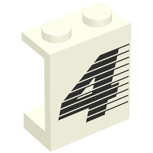 Lego Panel 1 x 2 x 2 with Number 4 Print [8840] / White