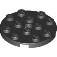 Plate Round 4 x 4 with Pin Hole / Black