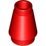 Cone 1 x 1 [Top Groove] / Red