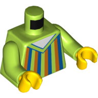 Lego Torso Blue, Dark Orange, and Lime Striped Sweater Print (Bert), Lime Arms, Yellow Hands / Lime