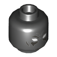 Lego Minifig Head Black Panther, White Eyes, Silver Lines Print / Black