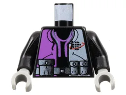 Torso Alpha Team Logo, Purple and White Shirt, Utility Belt with Pouches Pattern / Black Arms / Light Gray Hands