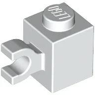 Brick Special 1 x 1 with Clip Horizontal / White