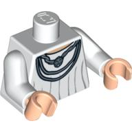 Lego Torso Robe with Silver Necklace Print, White Arms, Light Nougat Hands / White