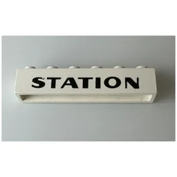 Brick 1 x 6 with 'STATION' Print / White