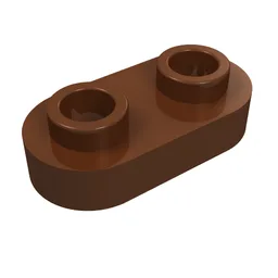 Plate Special 1 x 2 Rounded with 2 Open Studs / Reddish Brown