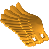 Lego Creature Body Part, Wing 4 x 7 Left with Feathers and Handles for Clips / Bright Light Orange